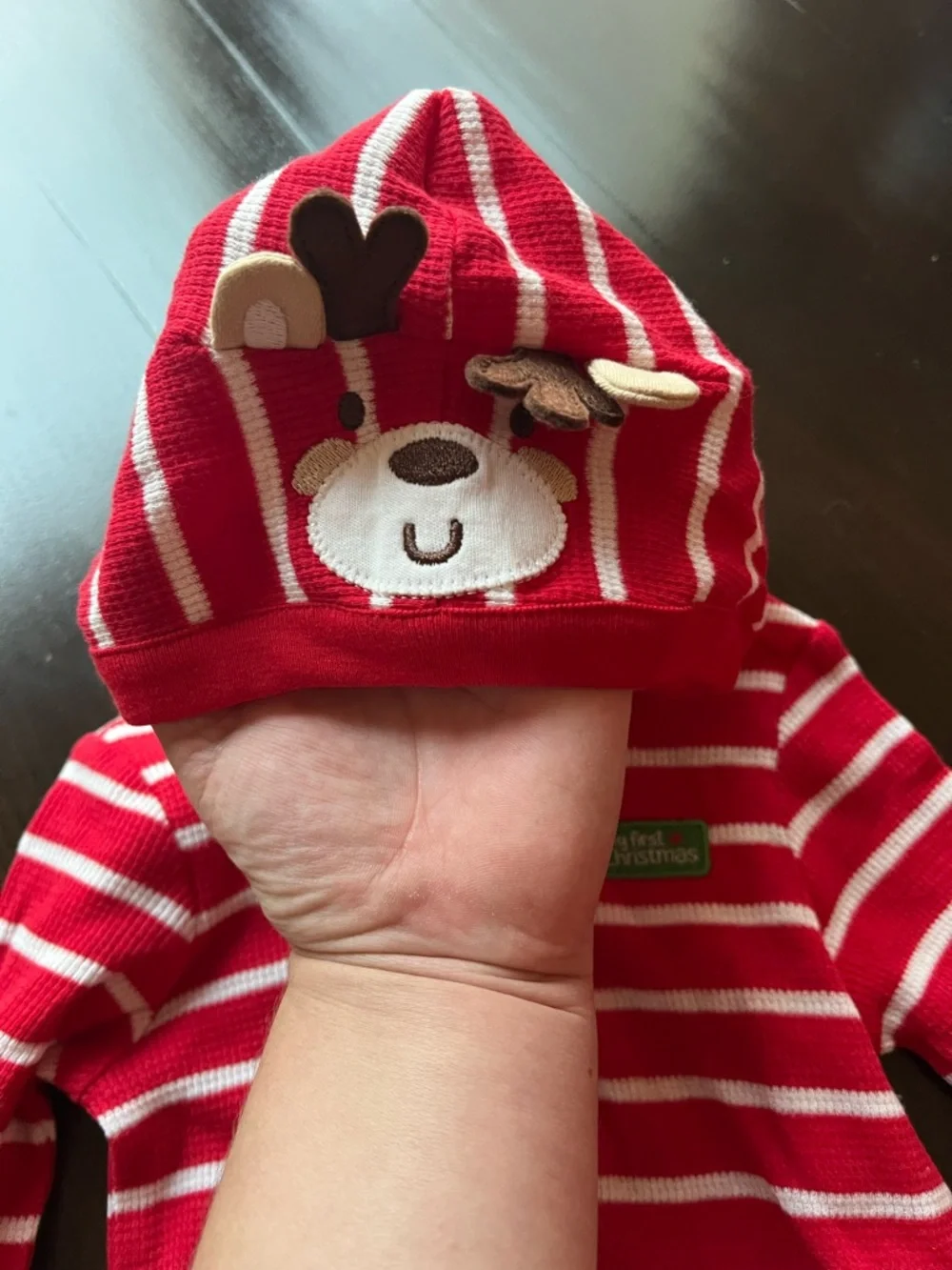 New - Little Me My First Christmas 2-Piece Outfit Set with a Reindeer Hood